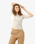 LOUISANN SHORT SLEEVE PULLOVER WITH POINTELLE