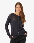 LOUISANN KNITTED POINTELLE CARDIGAN